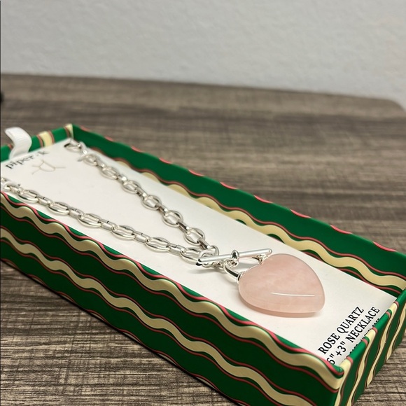 Piper K | Silver Necklace w/ Pink Quartz Heart - Picture 4 of 7